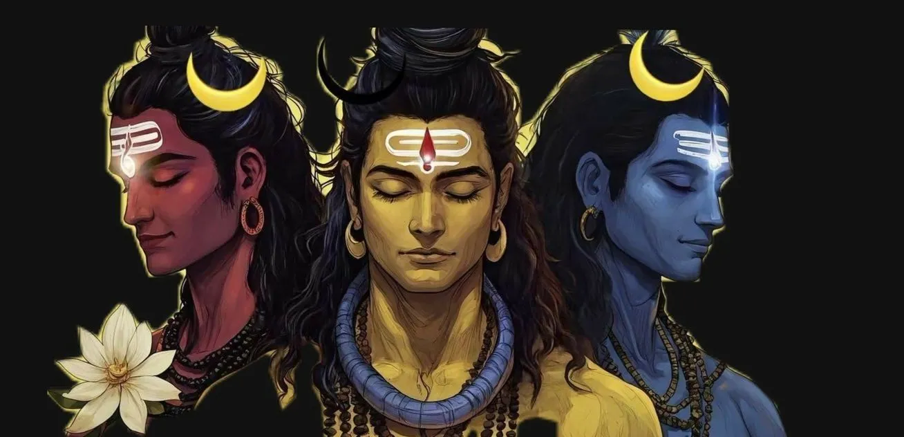Three Faces of Lord Shiva Symbolizing Divine Powers