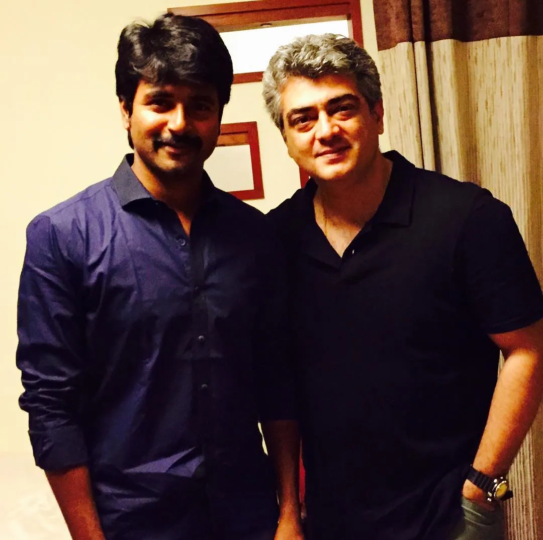 Actor Ajith and Sivakarthikeyan Standing Together Image