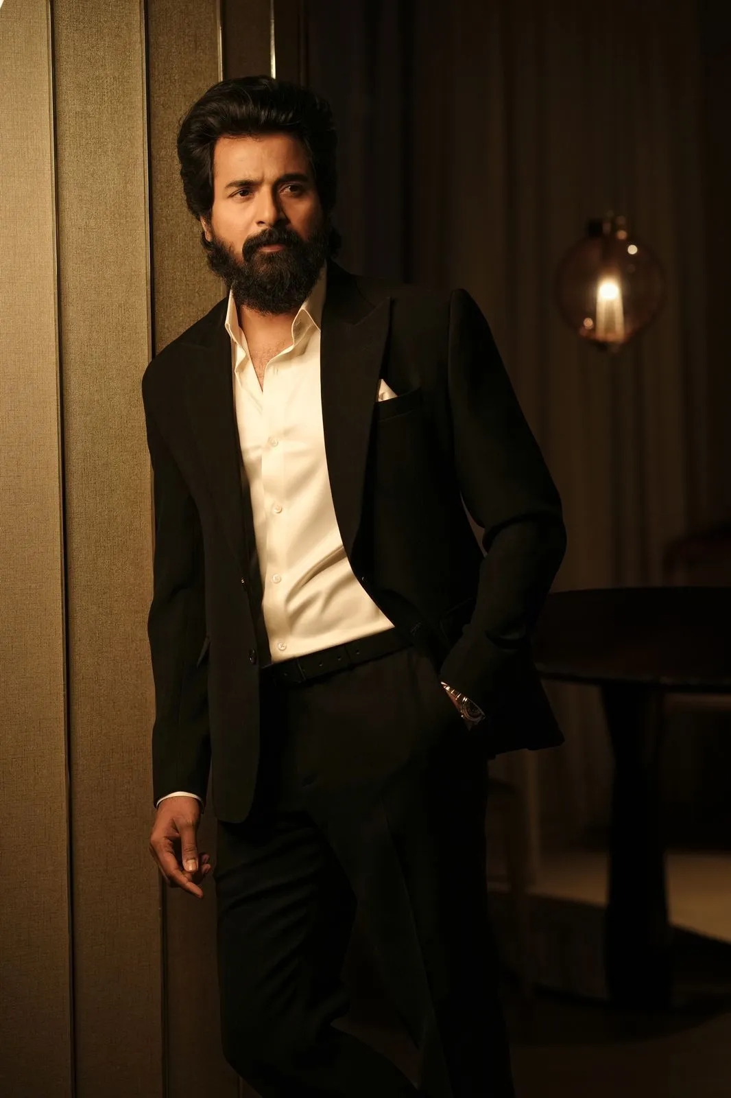 Beard Look of Sivakarthikeyan in Formal Black Coat Wallpaper