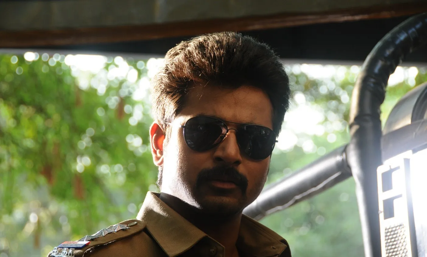Closeup of Sivakarthikeyan Wearing Sunglasses in Police Role