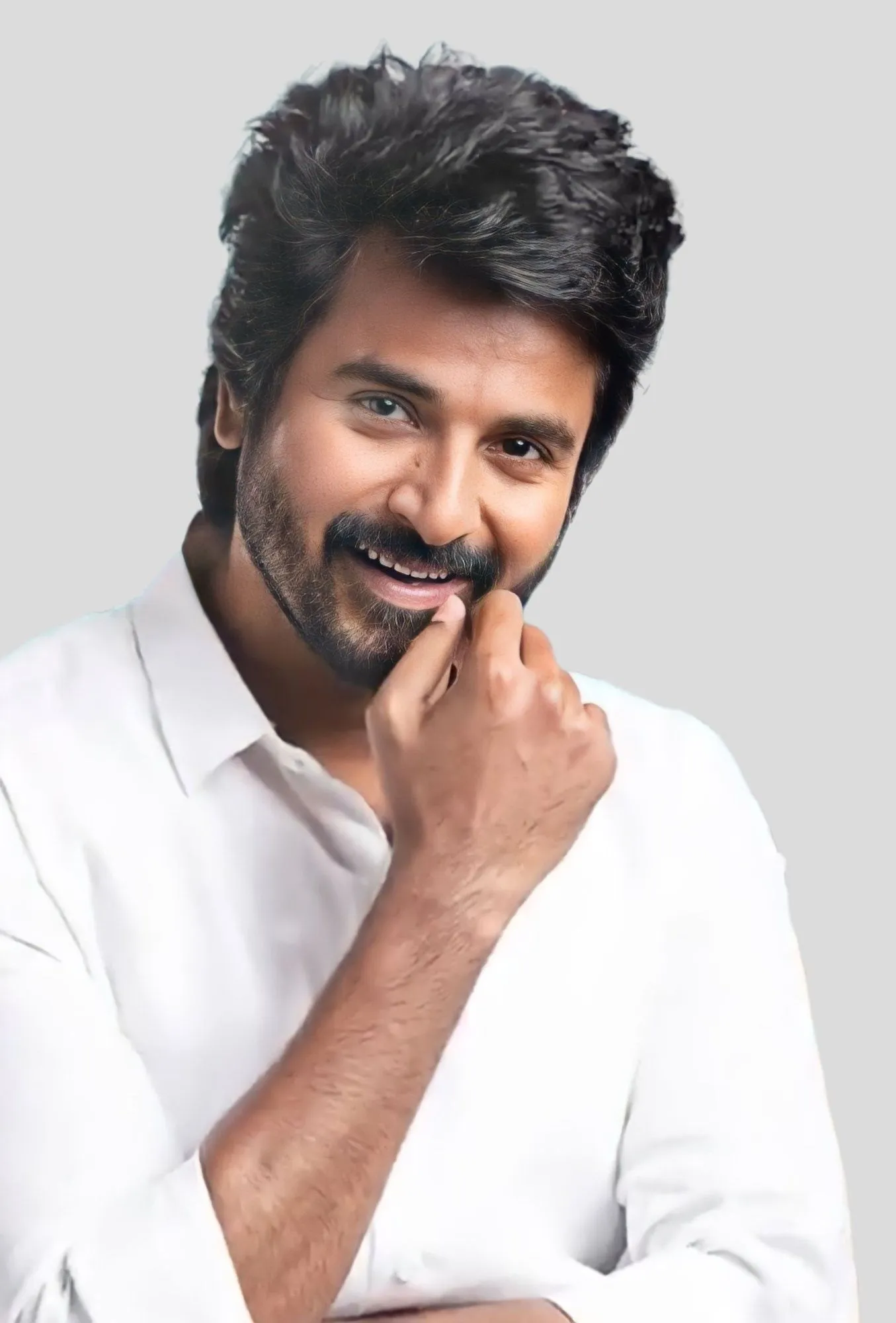Cute Image of Actor Sivakarthikeyan in White Shirt Posing