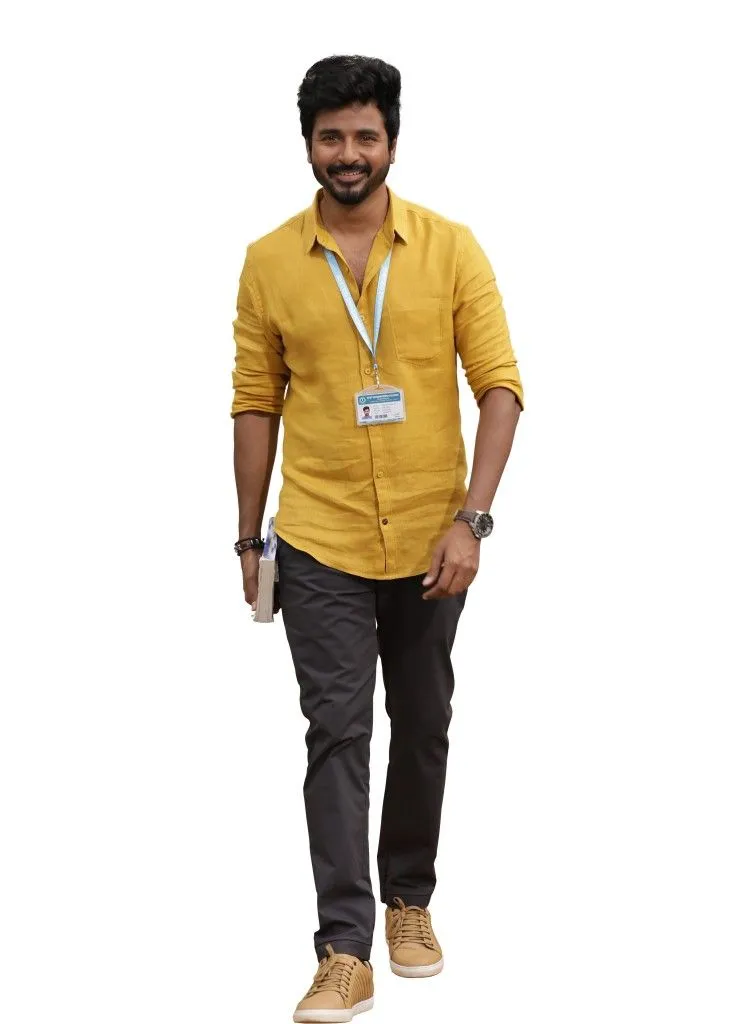 Cutout Pic of Sivakarthikeyan Walking Pose on White Backdrop