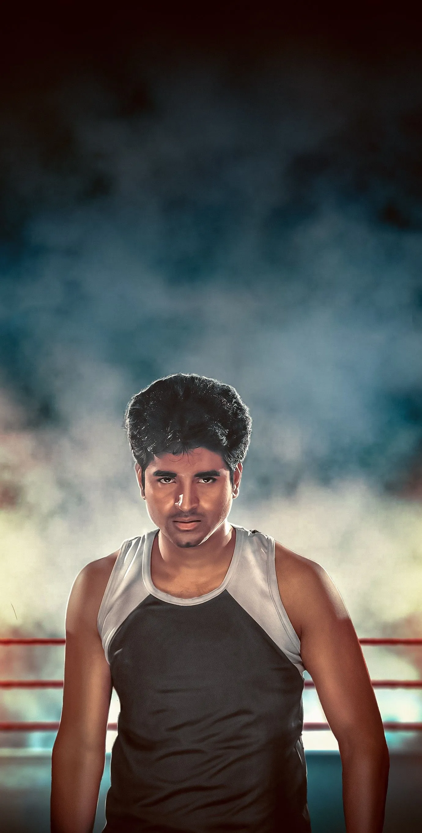 Maan Karate Sivakarthikeyan with Ring and Smoky Background