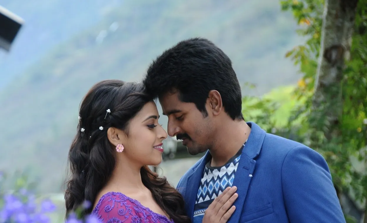 Romantic Scene of Sivakarthikeyan and Sri Divya in Blue Dress