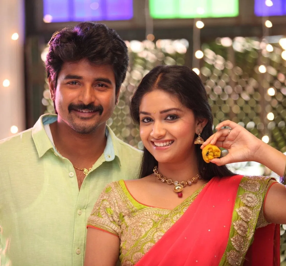 Sivakarthikeyan and Keerthi Suresh Smiling in Festive Outfit