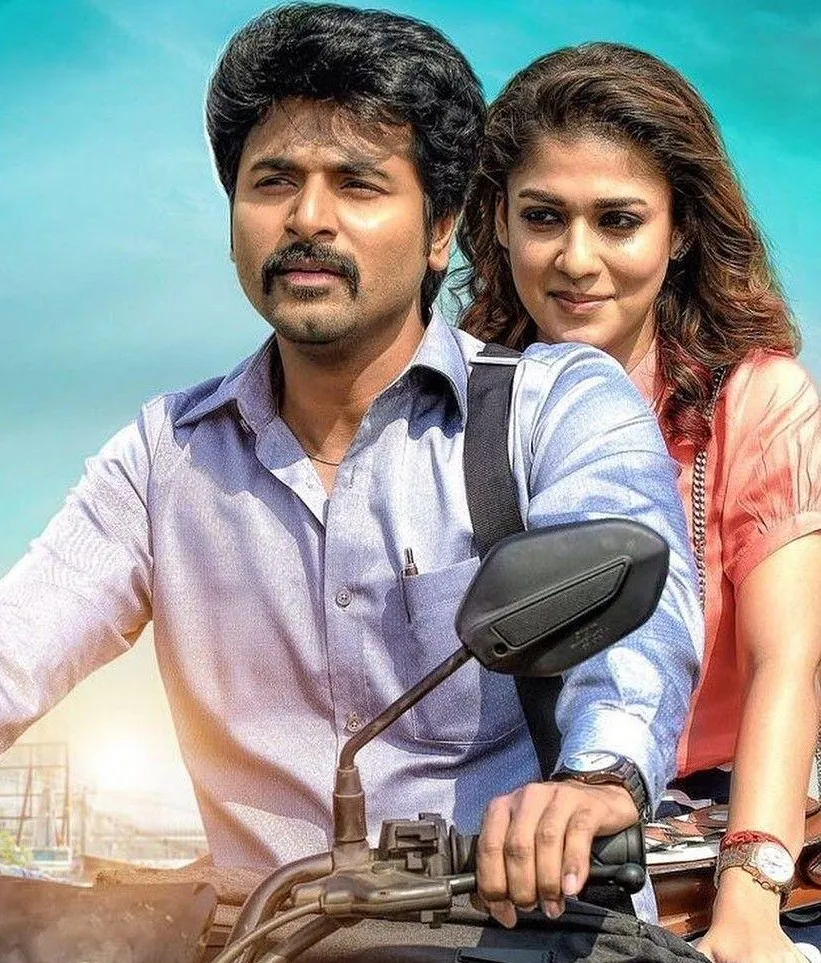 Sivakarthikeyan and Nayanthara in a Bike Vellaikaran Poster