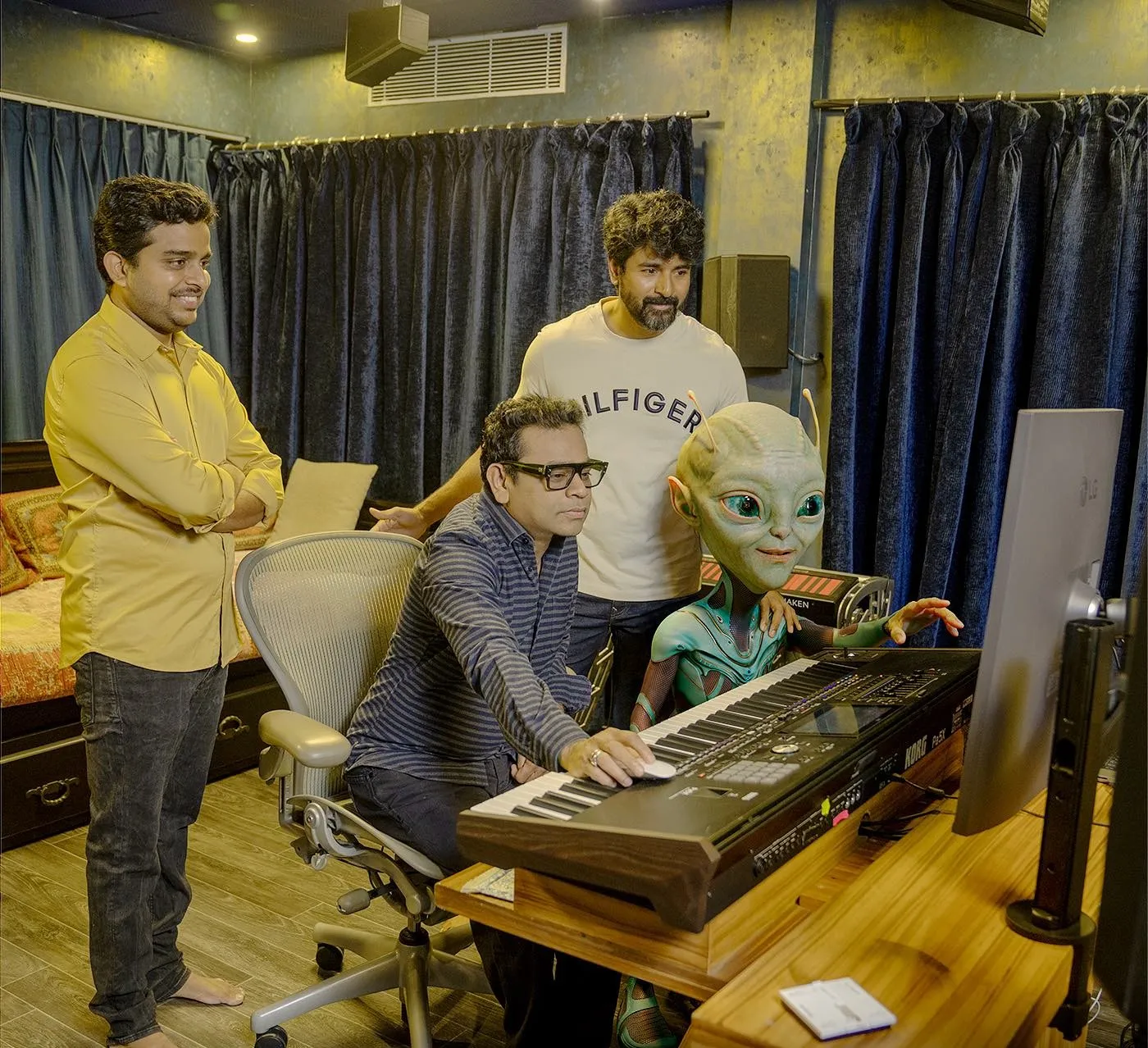 Sivakarthikeyan Behind Scenes with Music Team in Studio