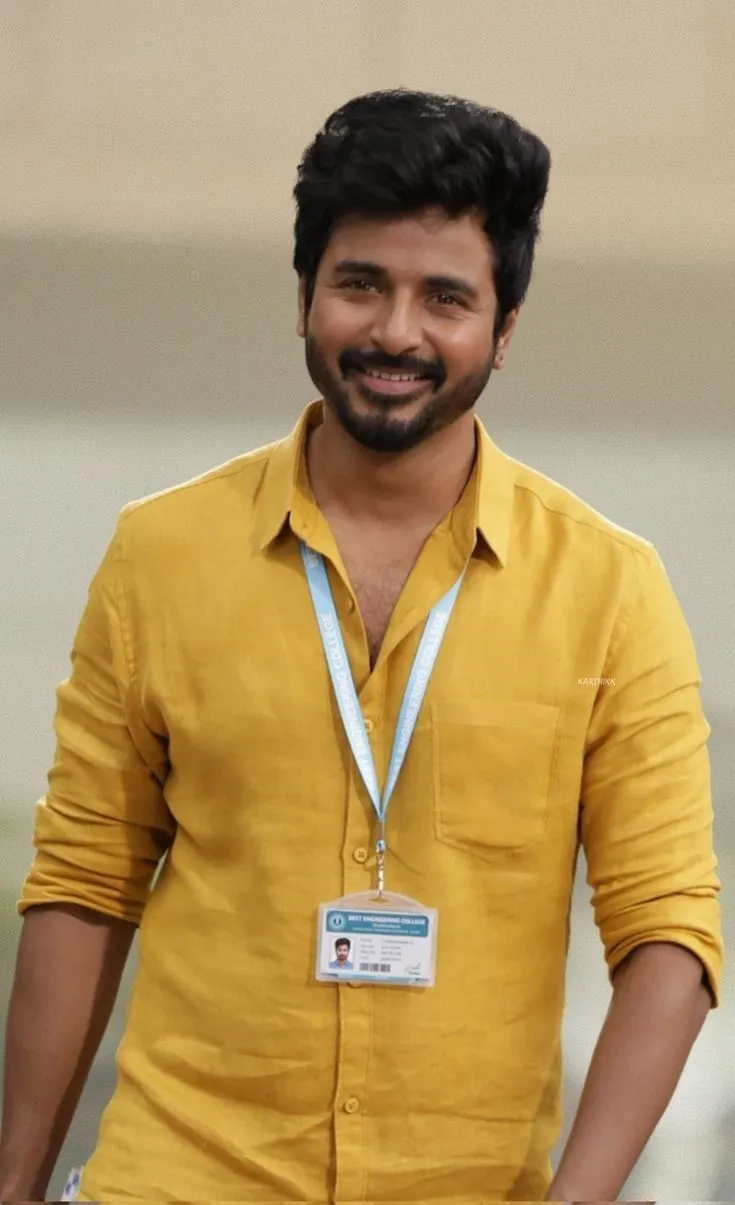 Sivakarthikeyan Casual Look in Yellow Shirt Wallpaper
