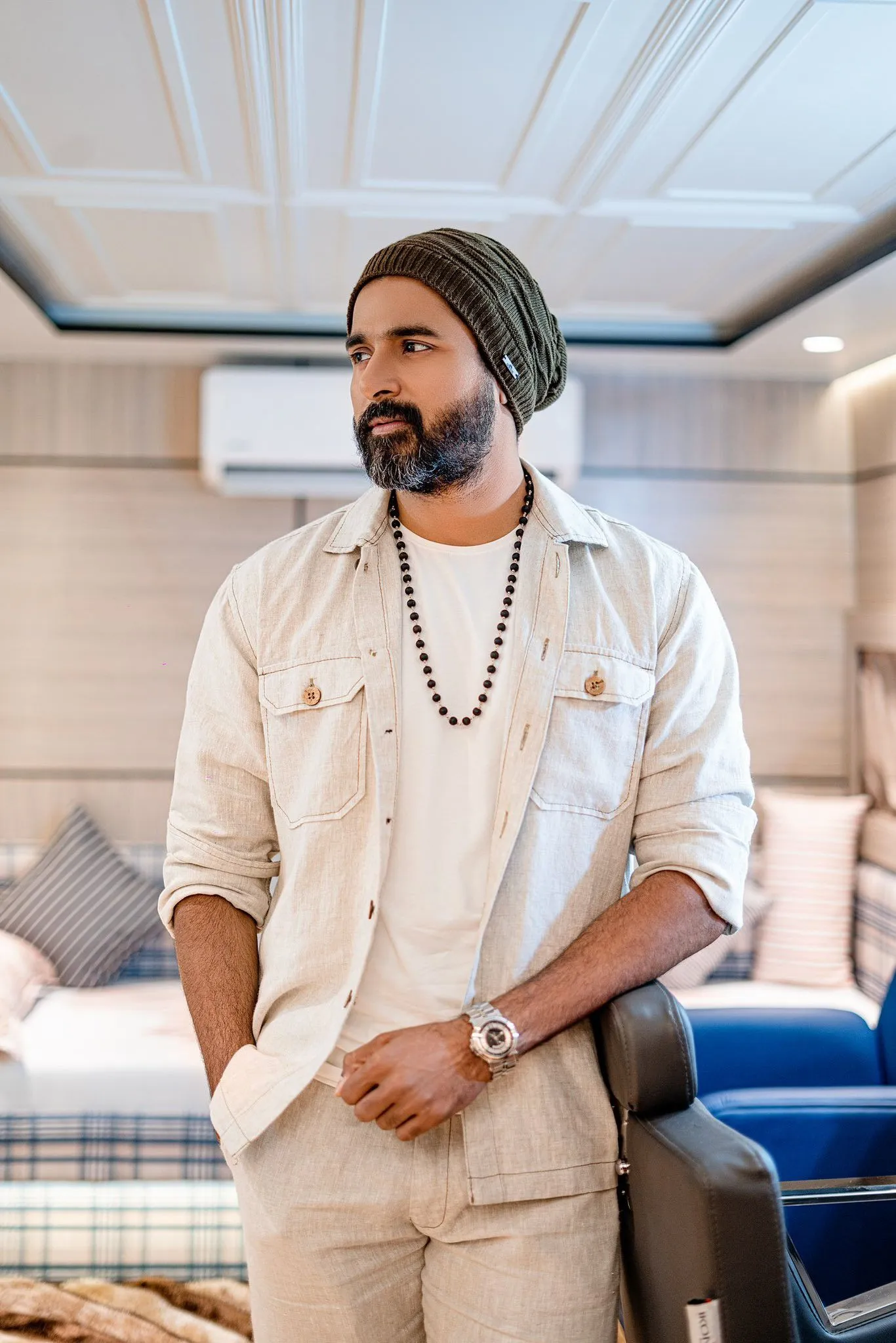 Sivakarthikeyan in Beige Colour Jacket and Green Woolen Cap