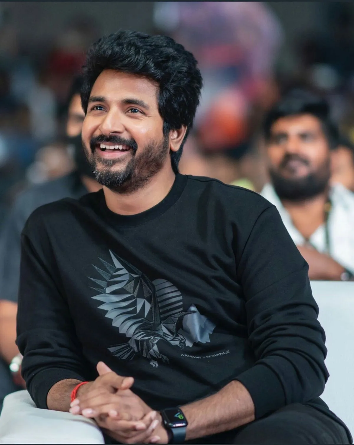Sivakarthikeyan in Black Design T Shirt Smiling Wide Image