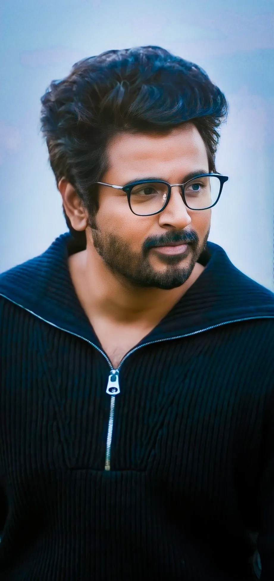 Sivakarthikeyan in Black Zip Up Sweater with Glasses Image