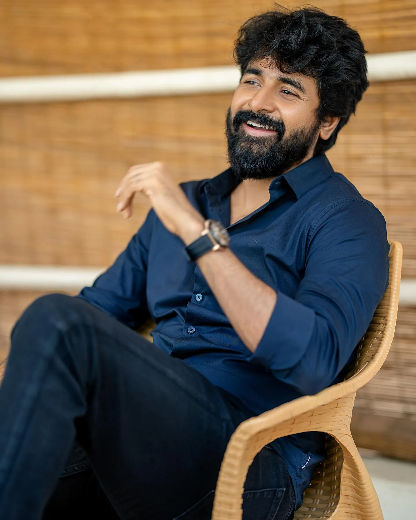 Sivakarthikeyan in Blue Shirt with Wide Smile Image