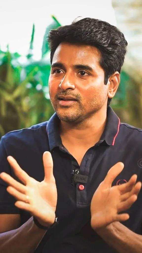 Sivakarthikeyan in Casual Black Tee with Hand Gesture Image