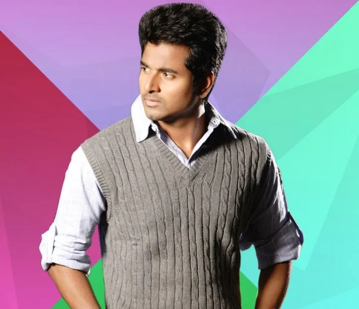 Sivakarthikeyan in Grey Sweater with Colorful Background