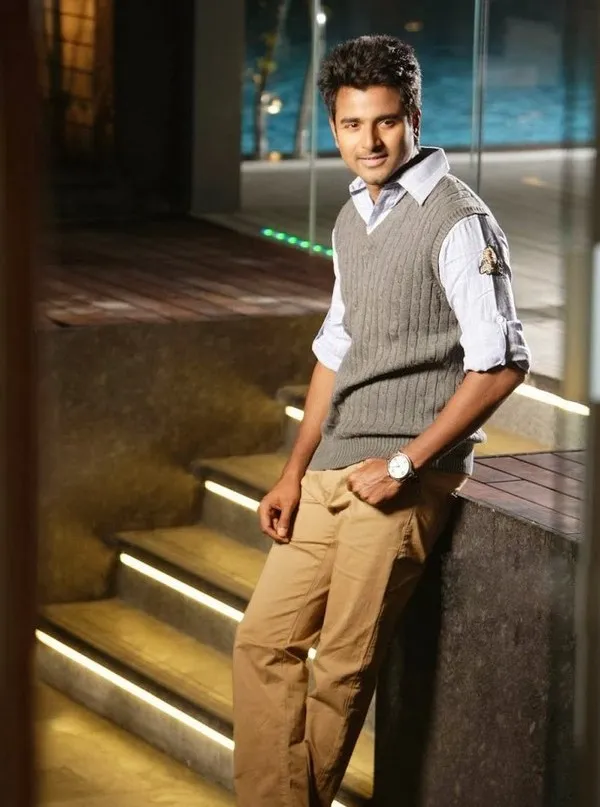 Sivakarthikeyan in Modern Look with Folded Sleeves on Stairs
