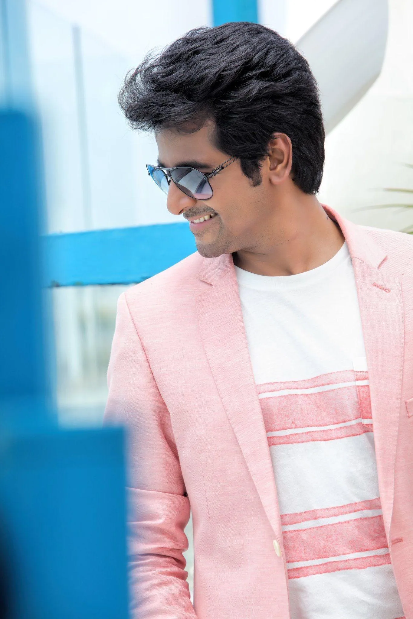 Sivakarthikeyan in Pink Jacket with White T Shirt from Remo