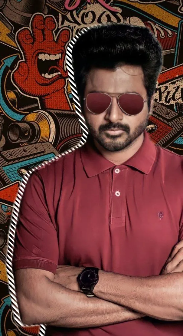 Sivakarthikeyan in Red Polo with Sunglasses HD Wallpaper