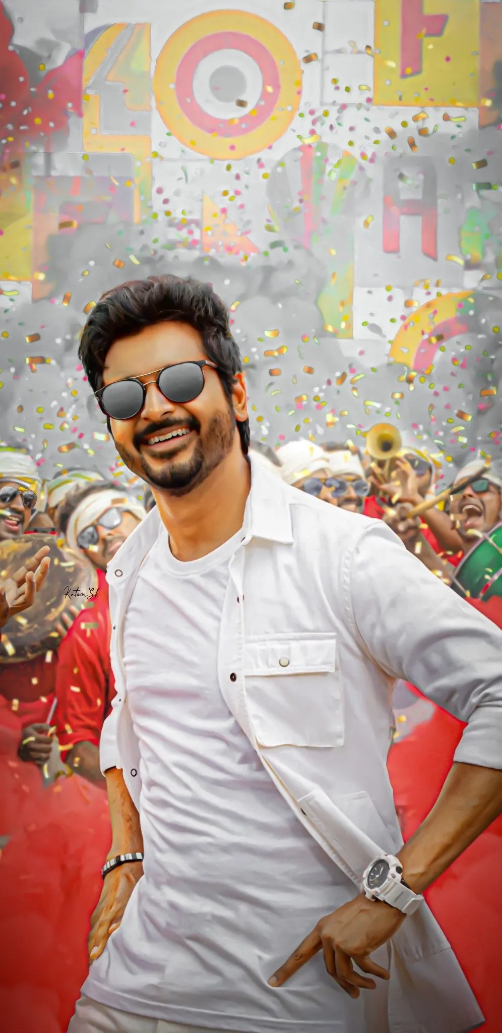 Sivakarthikeyan in White Outfit Dancing in Festive Background