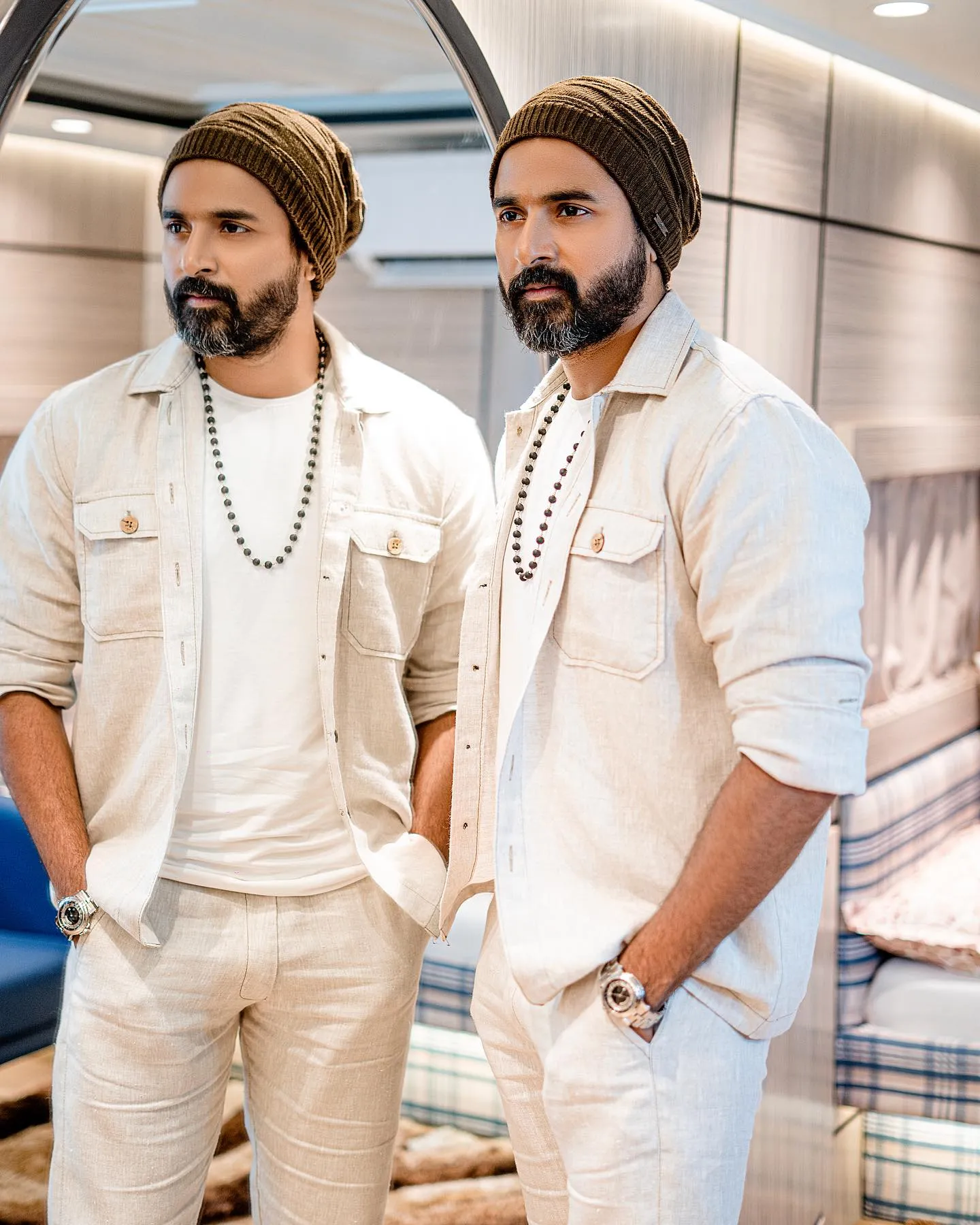Sivakarthikeyan in White Urban Casual Look with Mirror Image