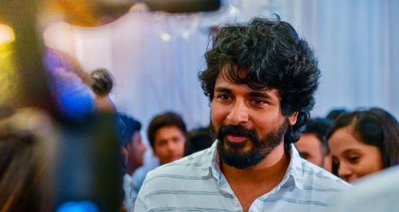 Sivakarthikeyan in White with Blue Horizontal Line Shirt