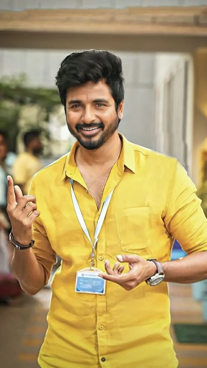 Sivakarthikeyan in Yellow Shirt with Id Badge from Don