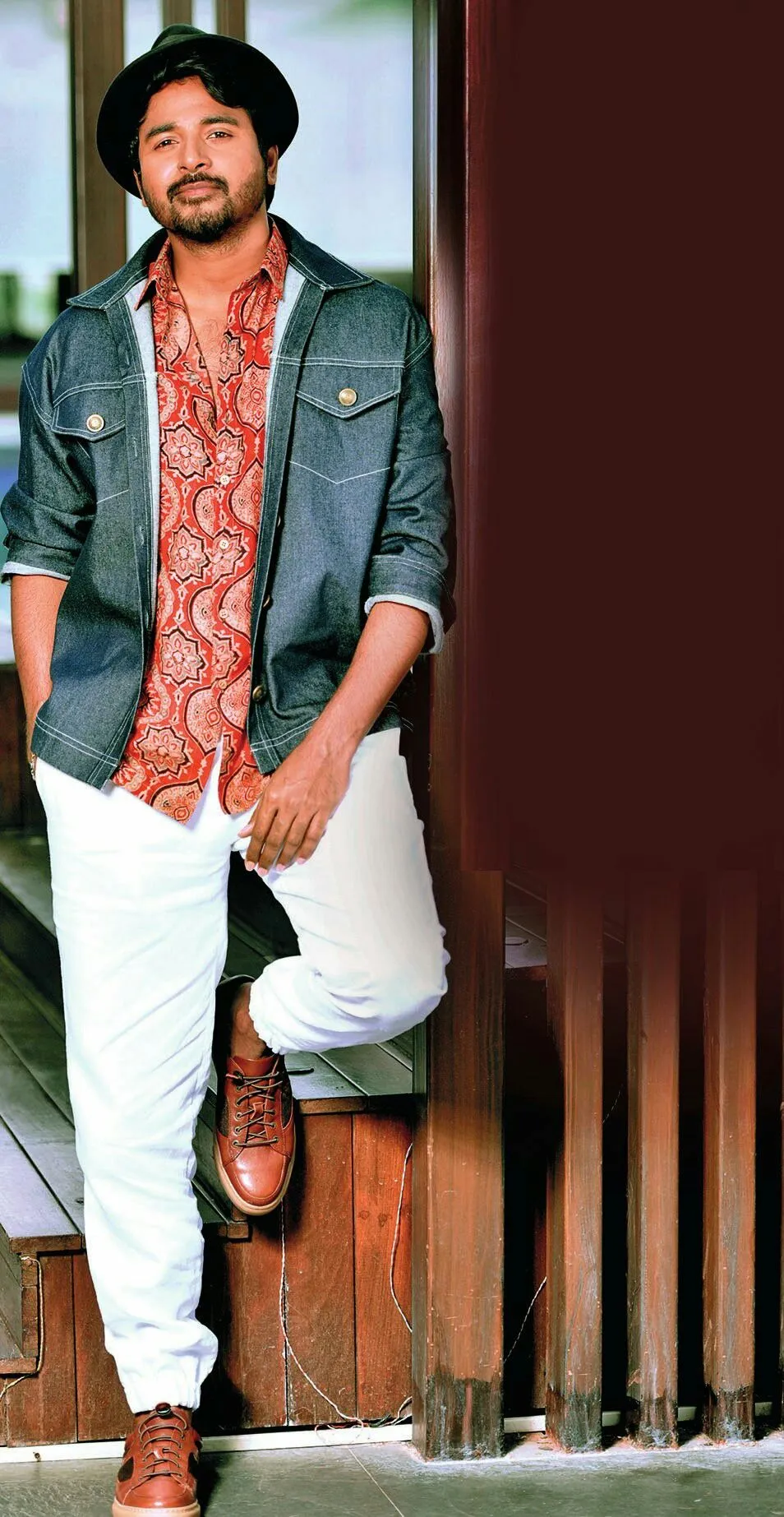 Sivakarthikeyan Leaning Against Wall in Leather Jacket Image