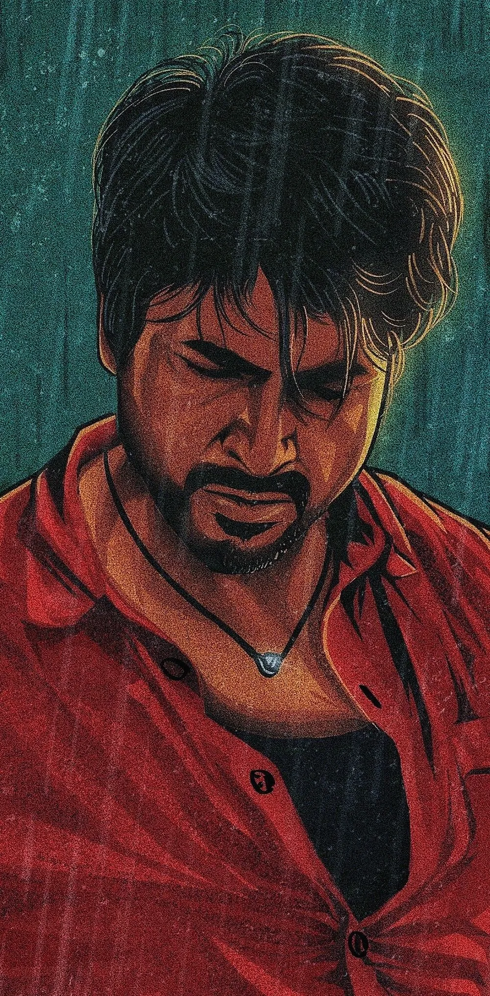 Sivakarthikeyan Maaveeran Artistic Red Shirt Sketch Style