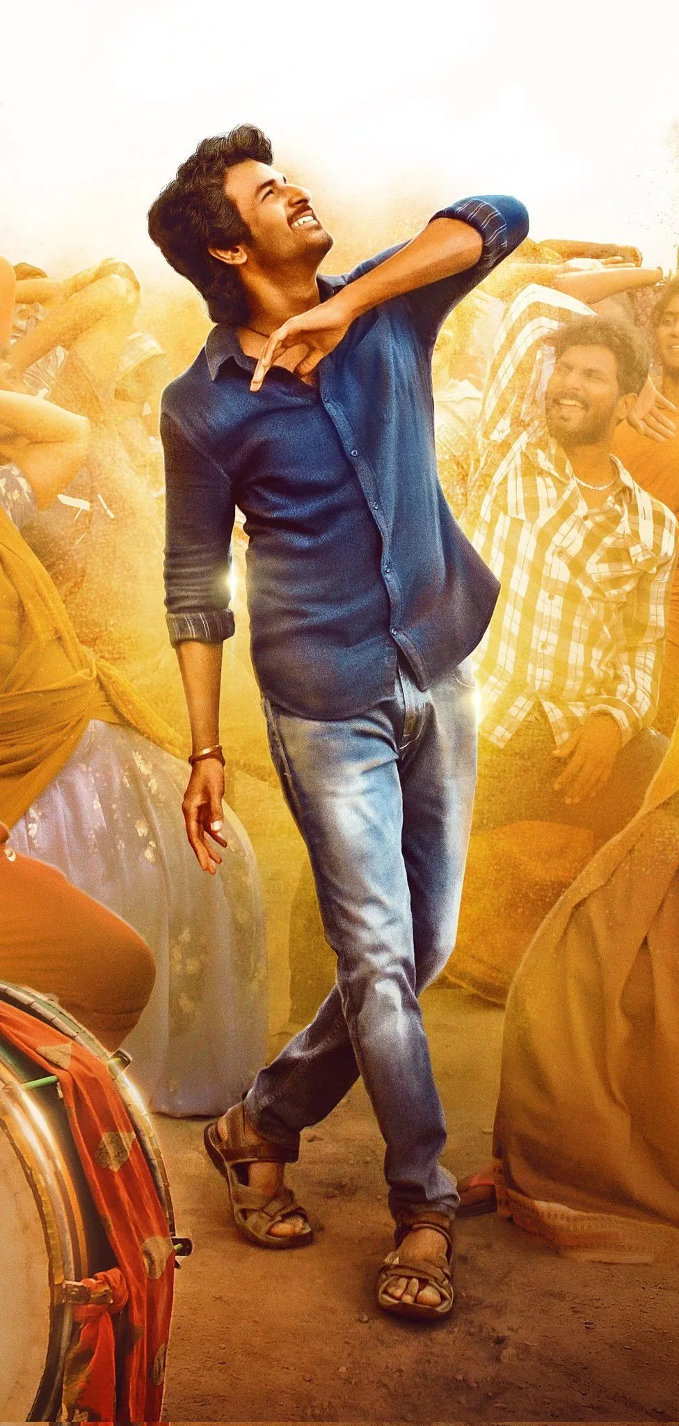 Sivakarthikeyan Mass Look with Crowd Background Wallpaper