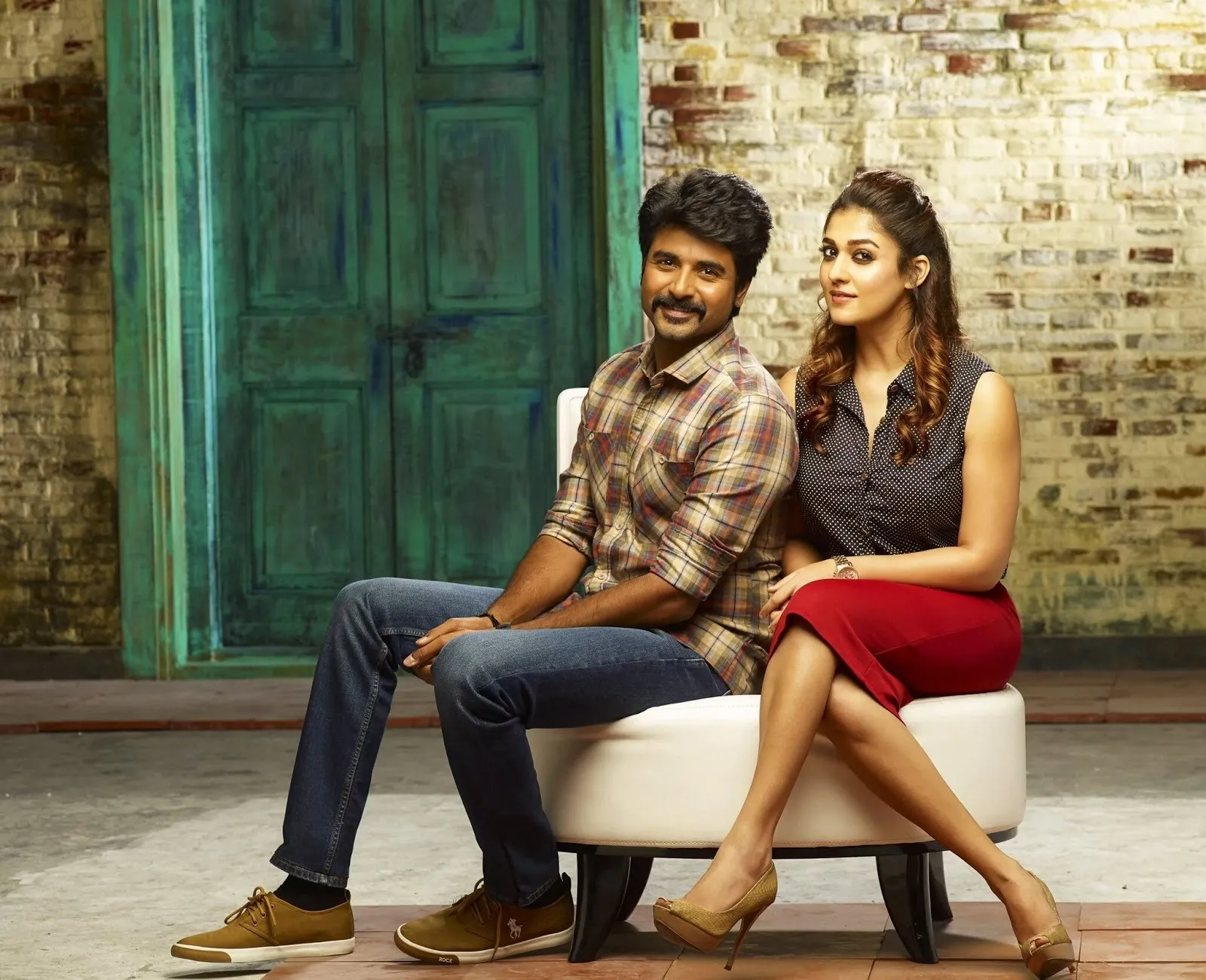 Sivakarthikeyan Sitting Casually with Nayanthara on a Bench