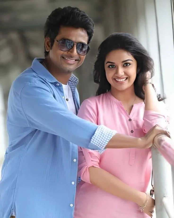Sivakarthikeyan Standing with Keerthi Suresh in Casual Look