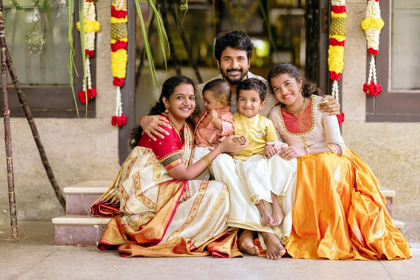 Sivakarthikeyan with Family in Traditional Outfit Wallpaper