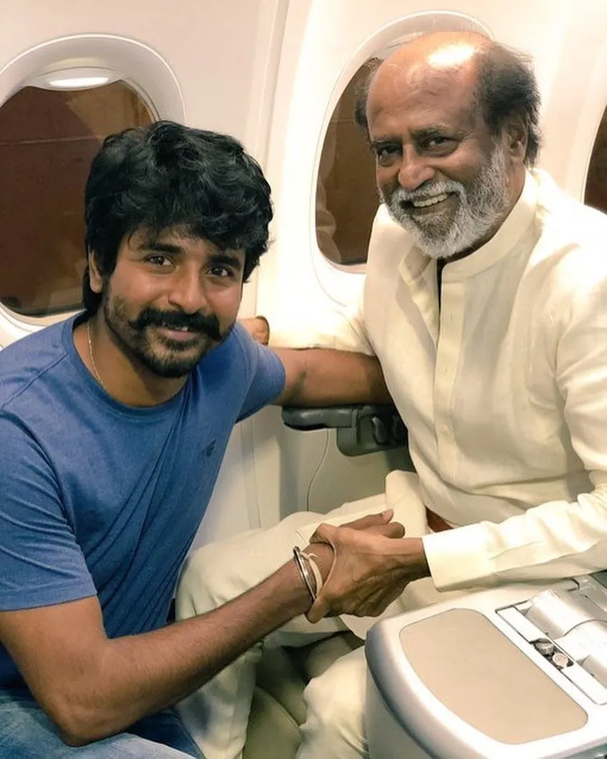Sivakarthikeyan with Rajinikanth Friendly Moment At Airplane