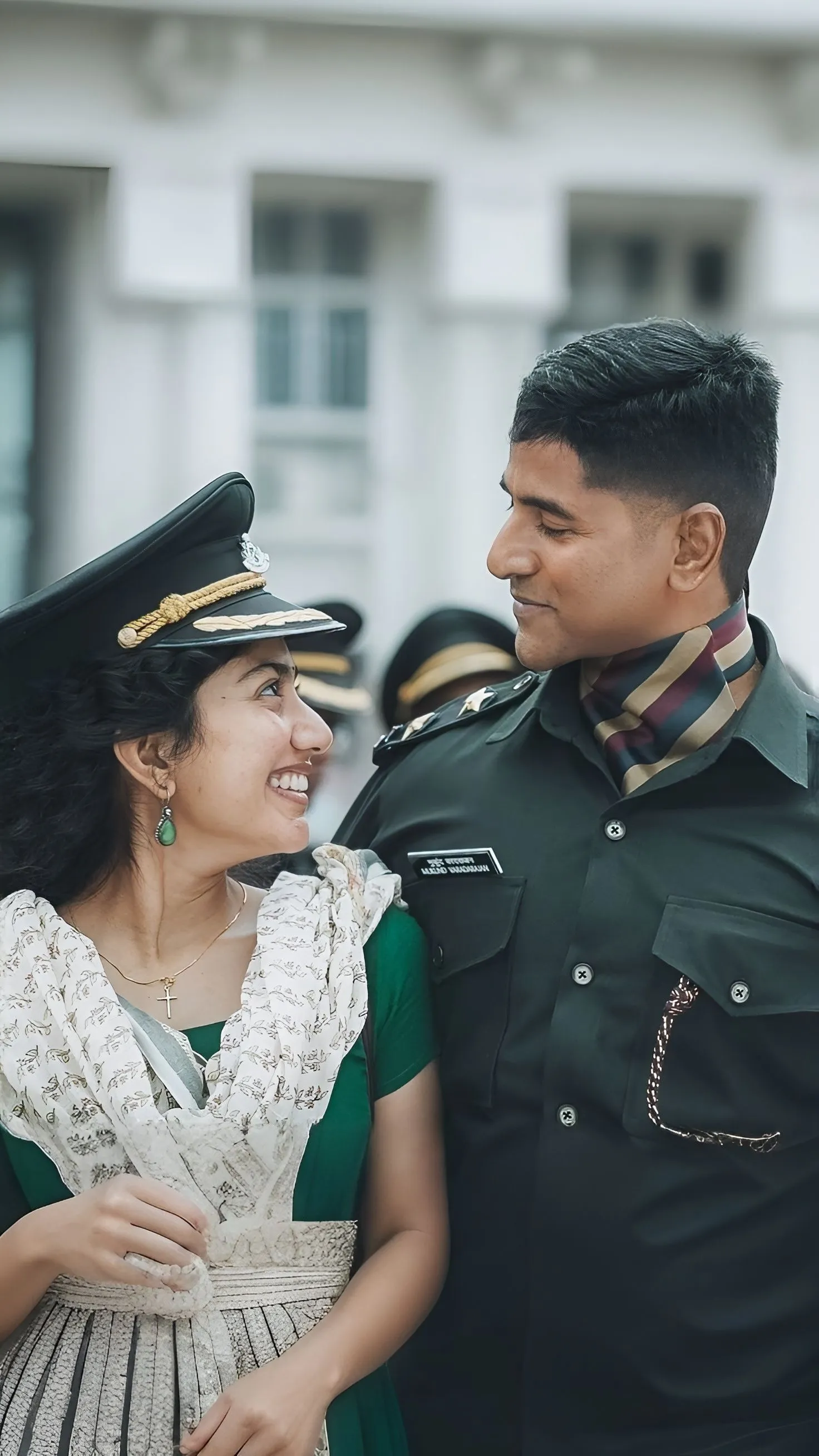 Sk and Sai Pallavi Sharing a Still from Amaran Movie Hd