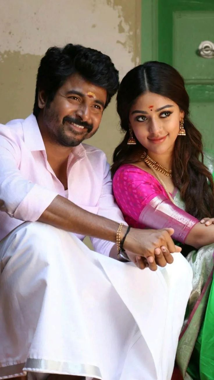 Sk Sitting Beside Anu Emmanuel in Traditional Outfit Image