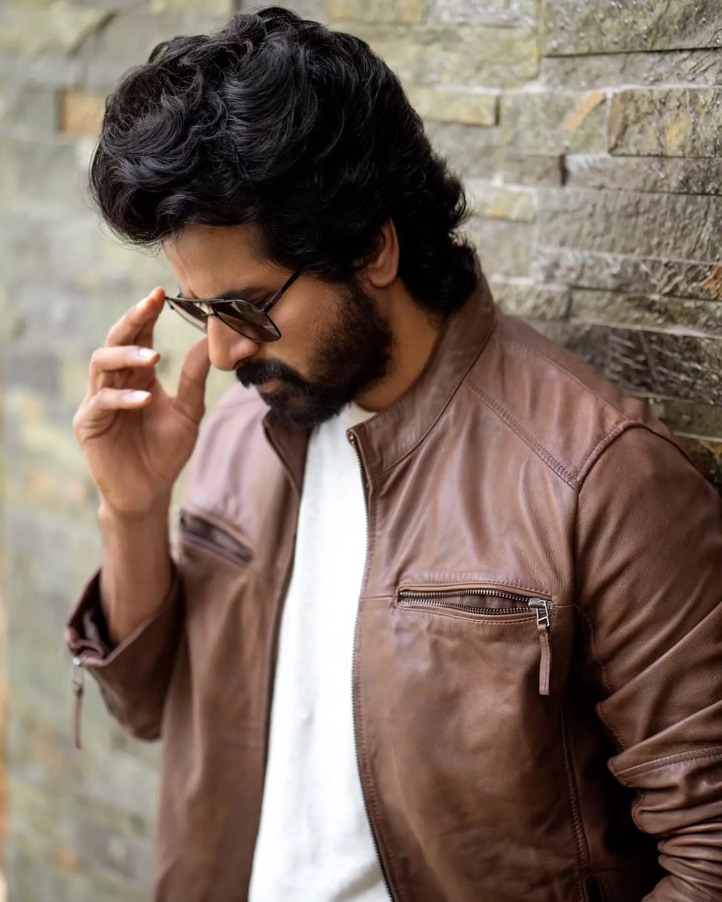 Stunning Sivakarthikeyan Thoughtful Pose in Brown Jacket