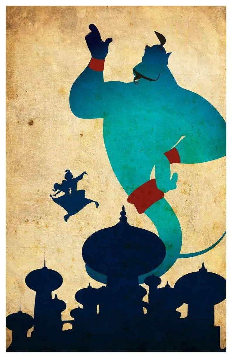 Aladdin and Friends in Vintage Poster Style Wallpaper