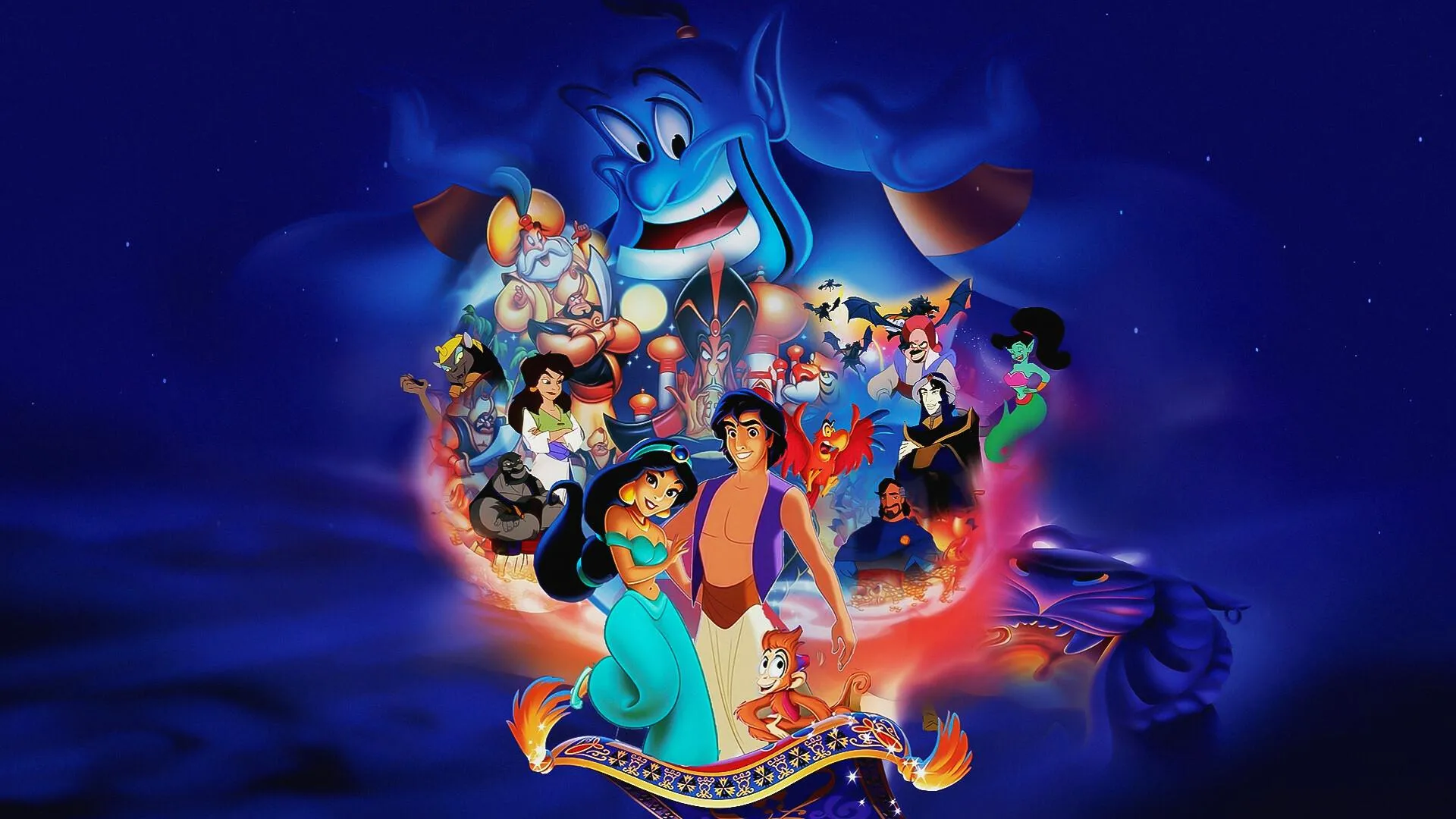Aladdin and Friends Join Together in Joyful Celebration Scene