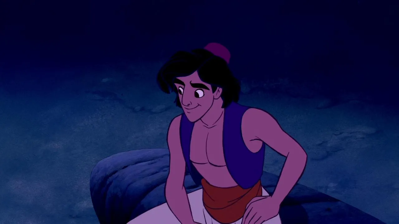 Aladdin and Jasmine Resting Under the Night Sky Wallpaper