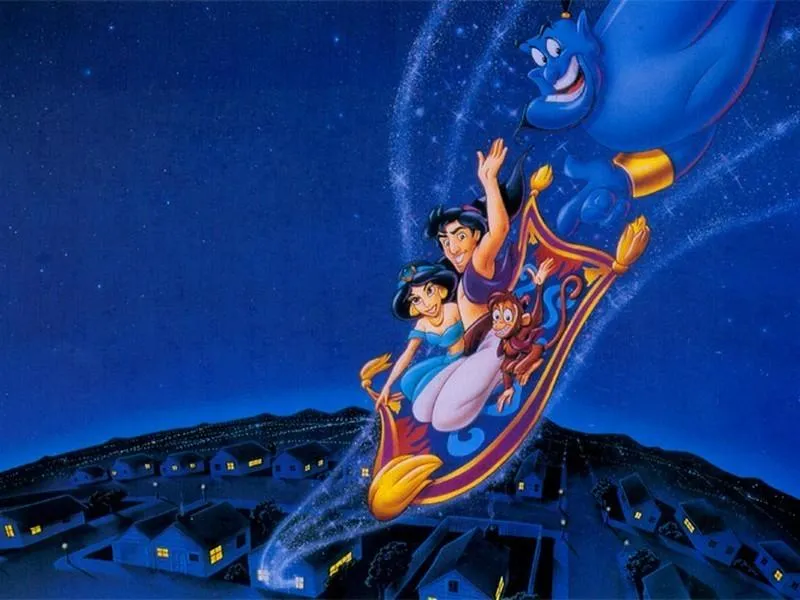 Aladdin and Jasmine Ride Magic Carpet Over Palace Dome