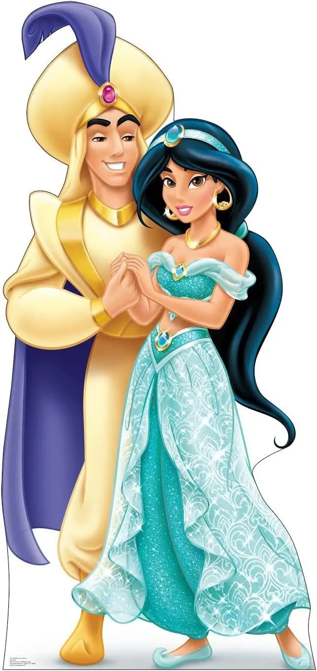 Animated Aladdin and Jasmine Holding Hands Scene Wallpaper