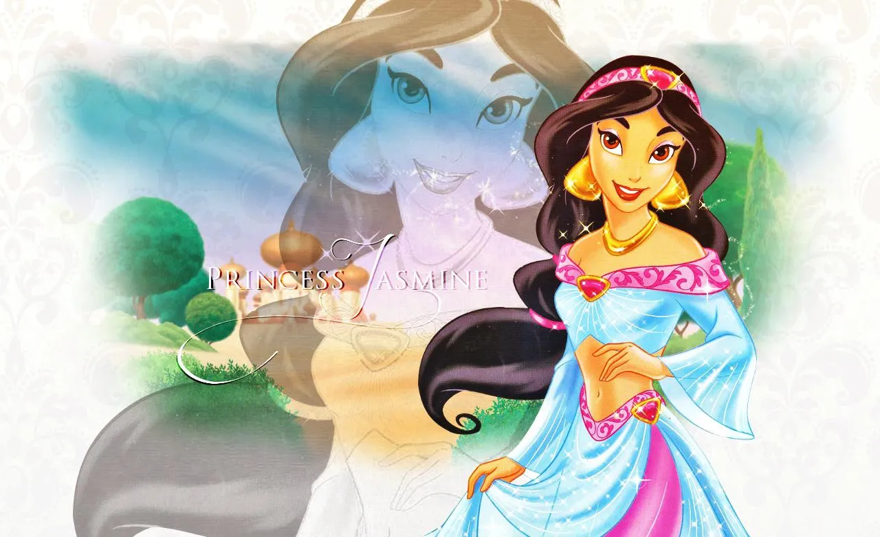 Artistic Blurred Scene Featuring Aladdin and Jasmine