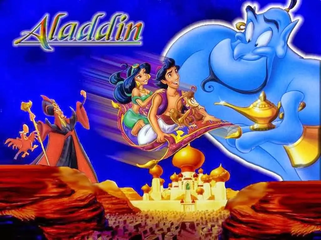 Classic Aladdin Movie Characters Including Genie Scene