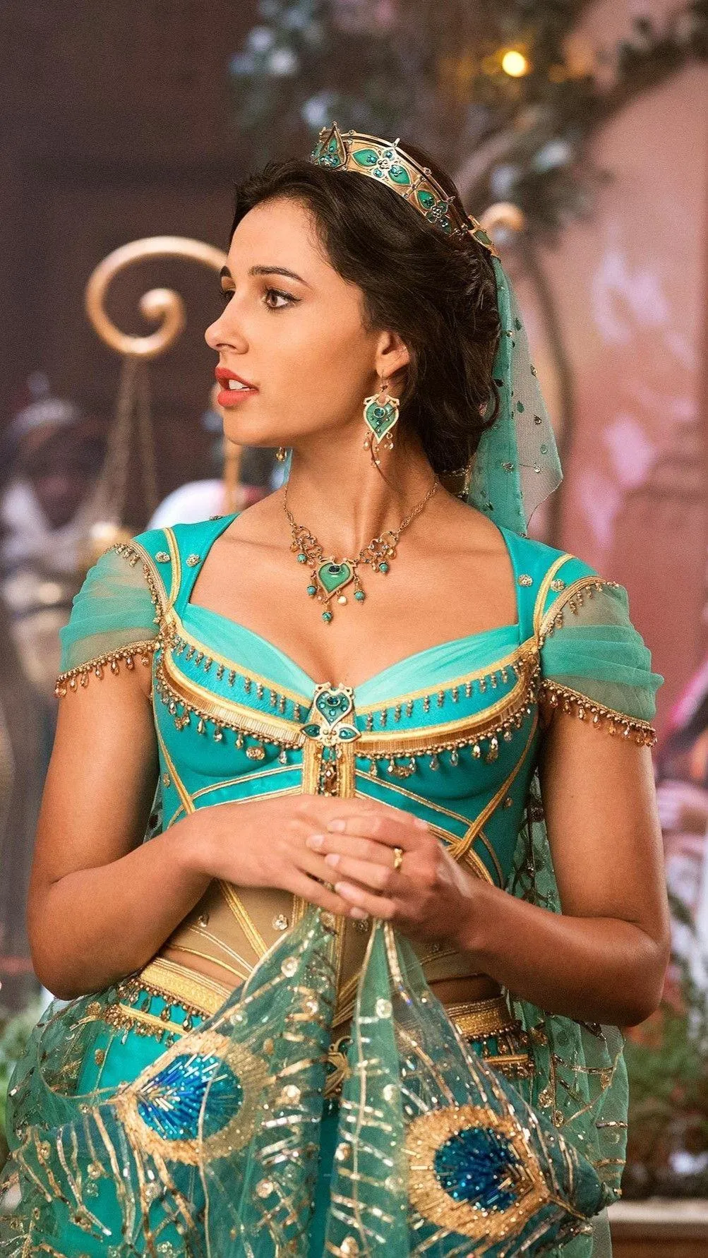 Elegant Princess Jasmine in Blue Gown Live Action Look