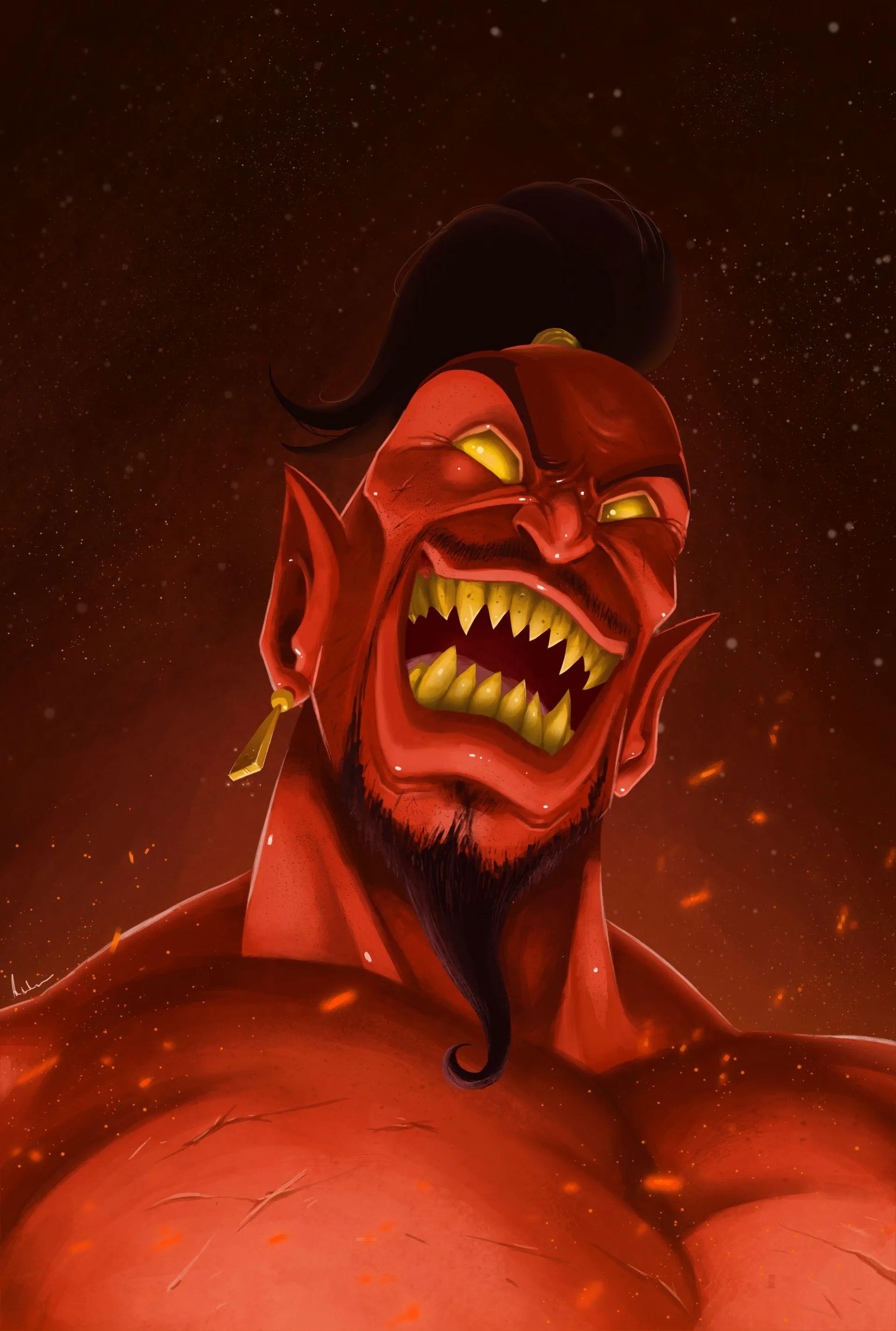 Evil Jafar with Red Magic Surrounding Him Powerfully