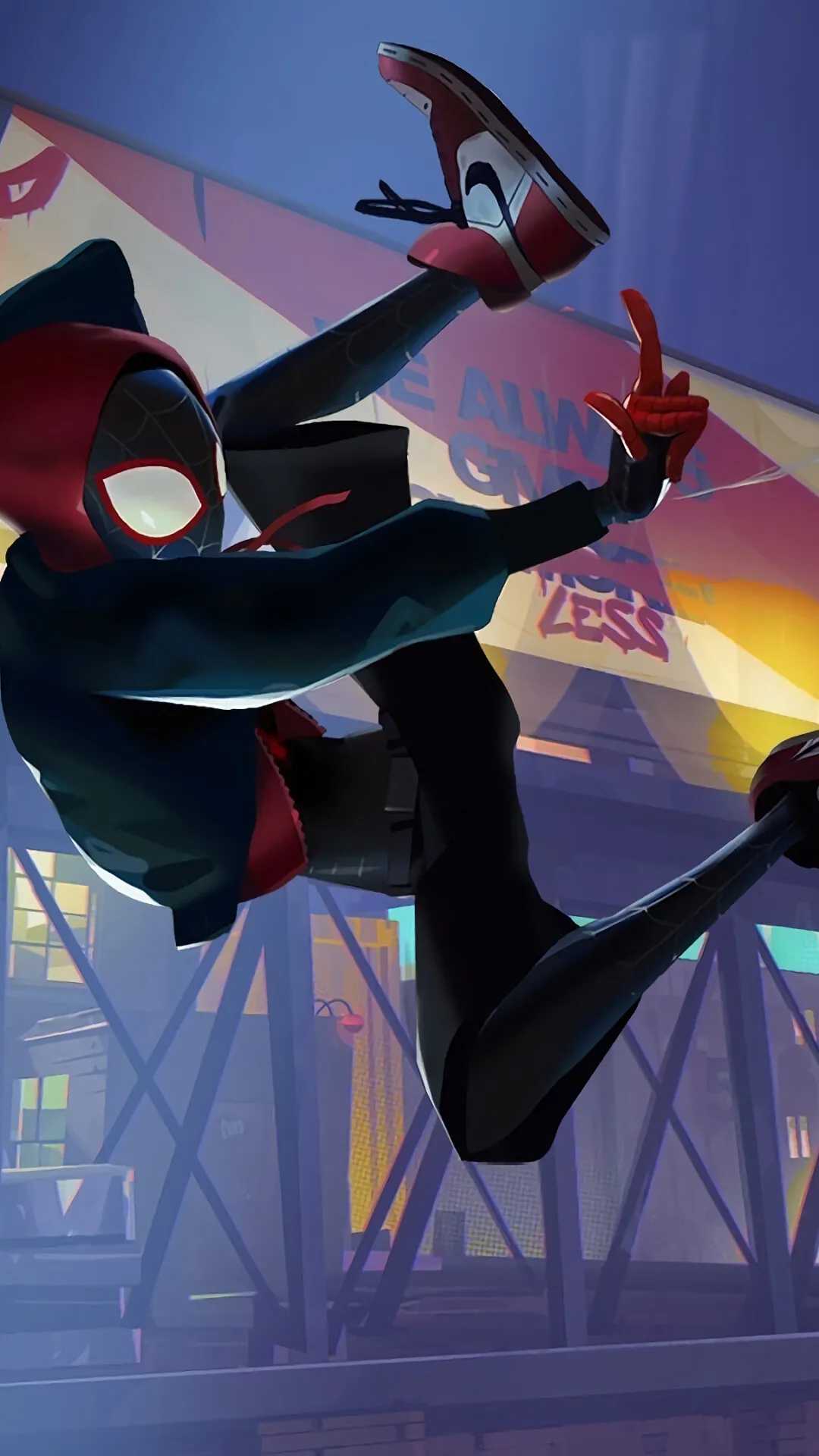 Falling Spiderman Red Glow Background