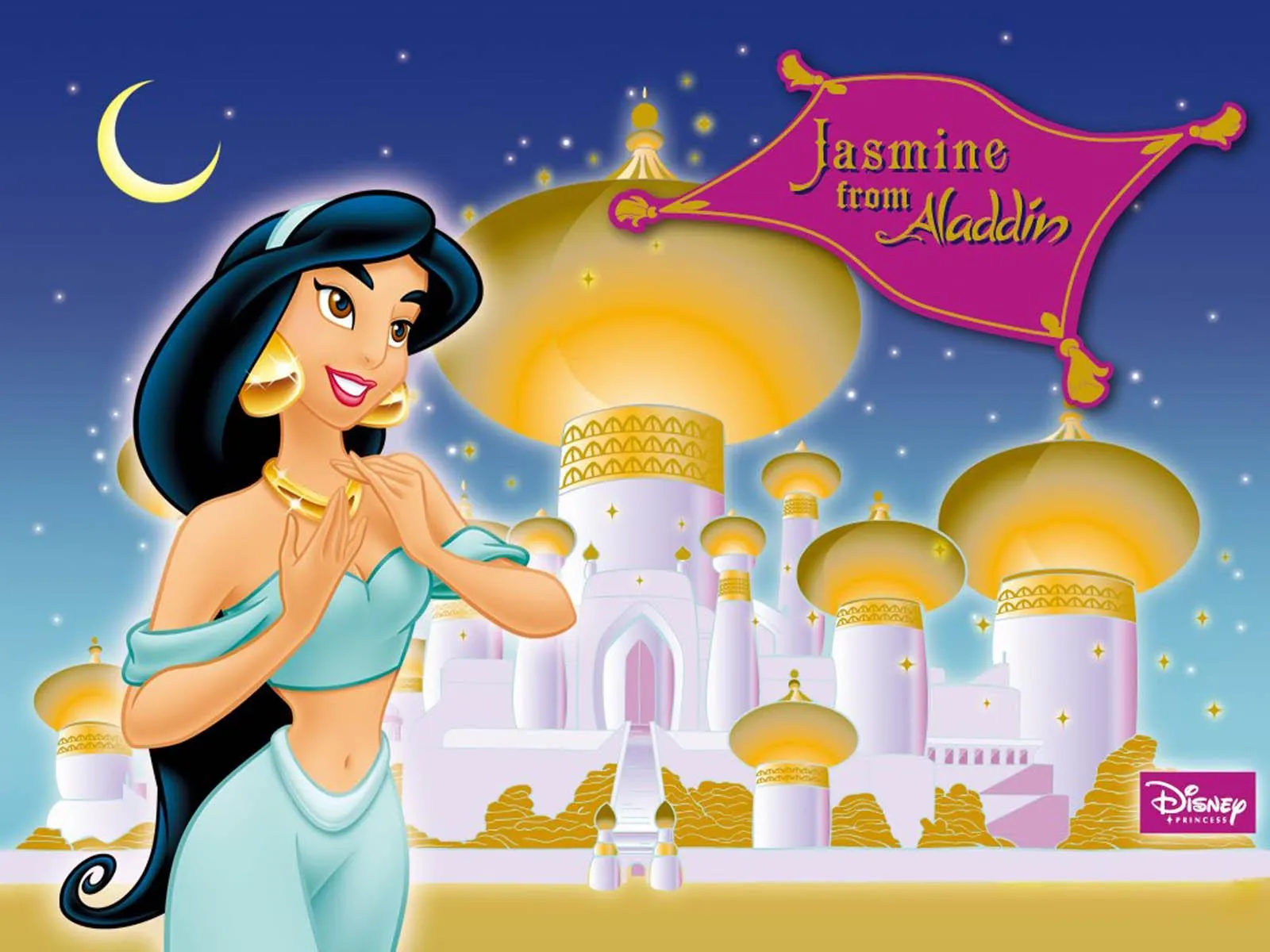Festive Aladdin and Jasmine Illustration with Lanterns