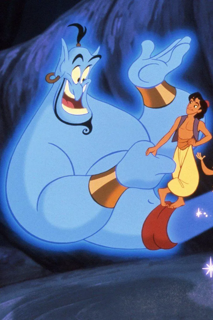 Genie Character Smiling from Aladdin Animated Movie