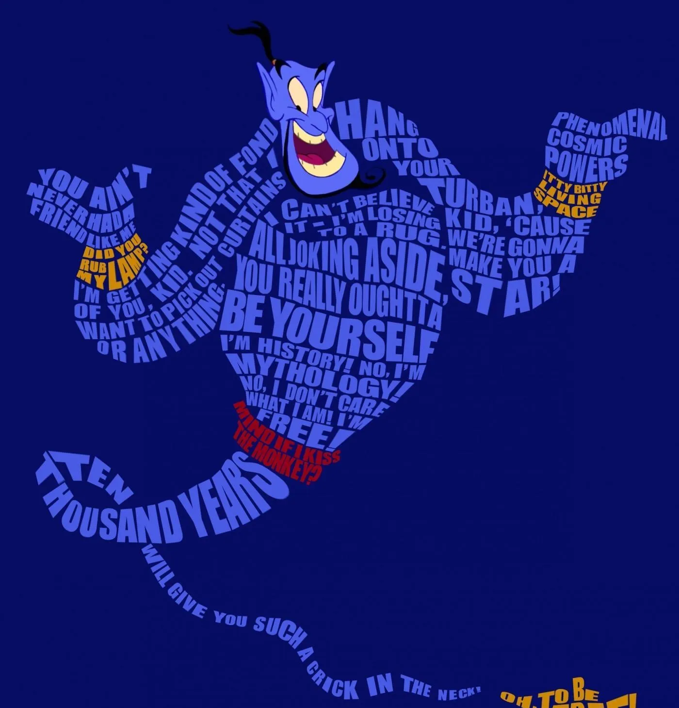 Genie Floating with Arms Crossed in Midnight Blue Sky