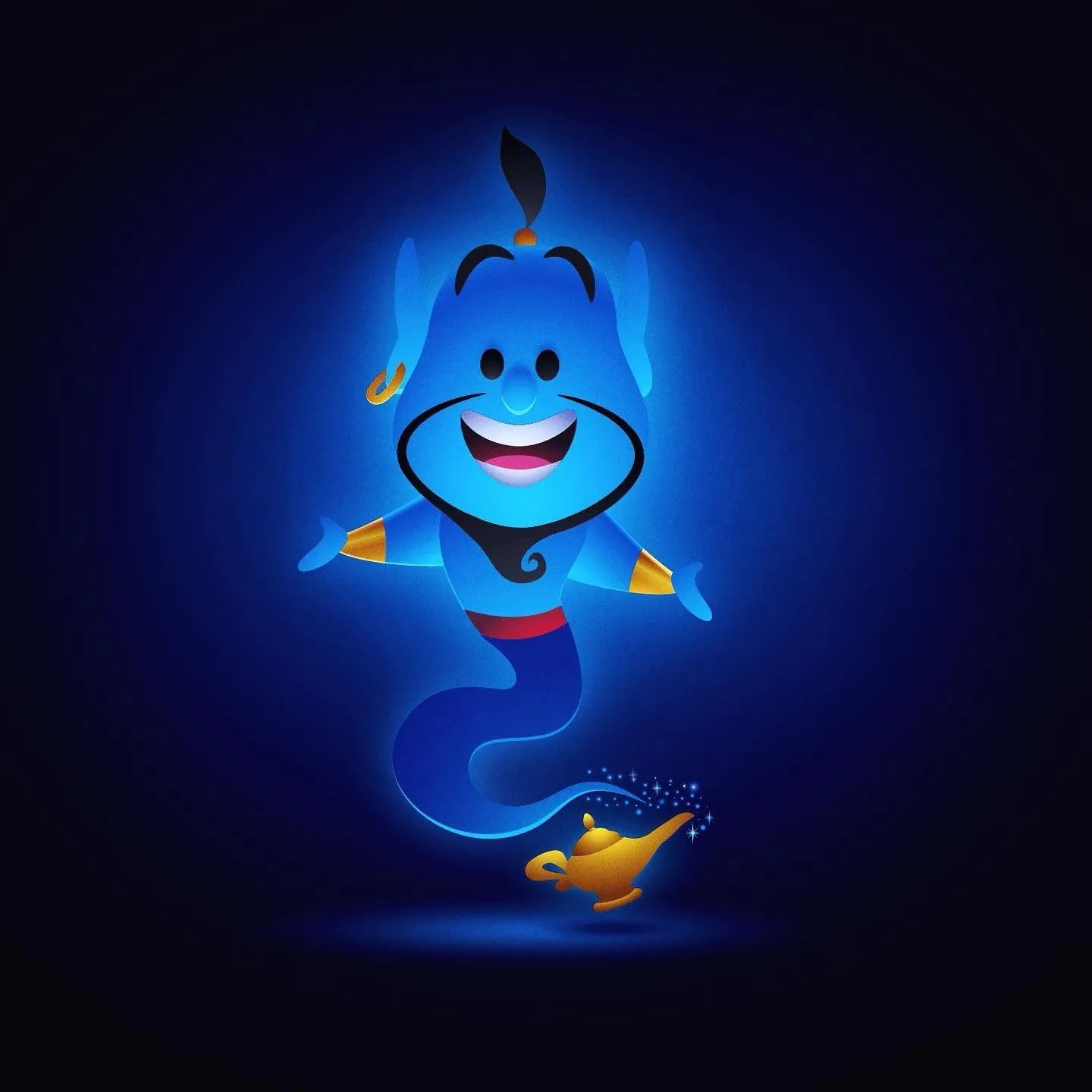 Genie Glowing Brightly in Dark Blue Magical Background