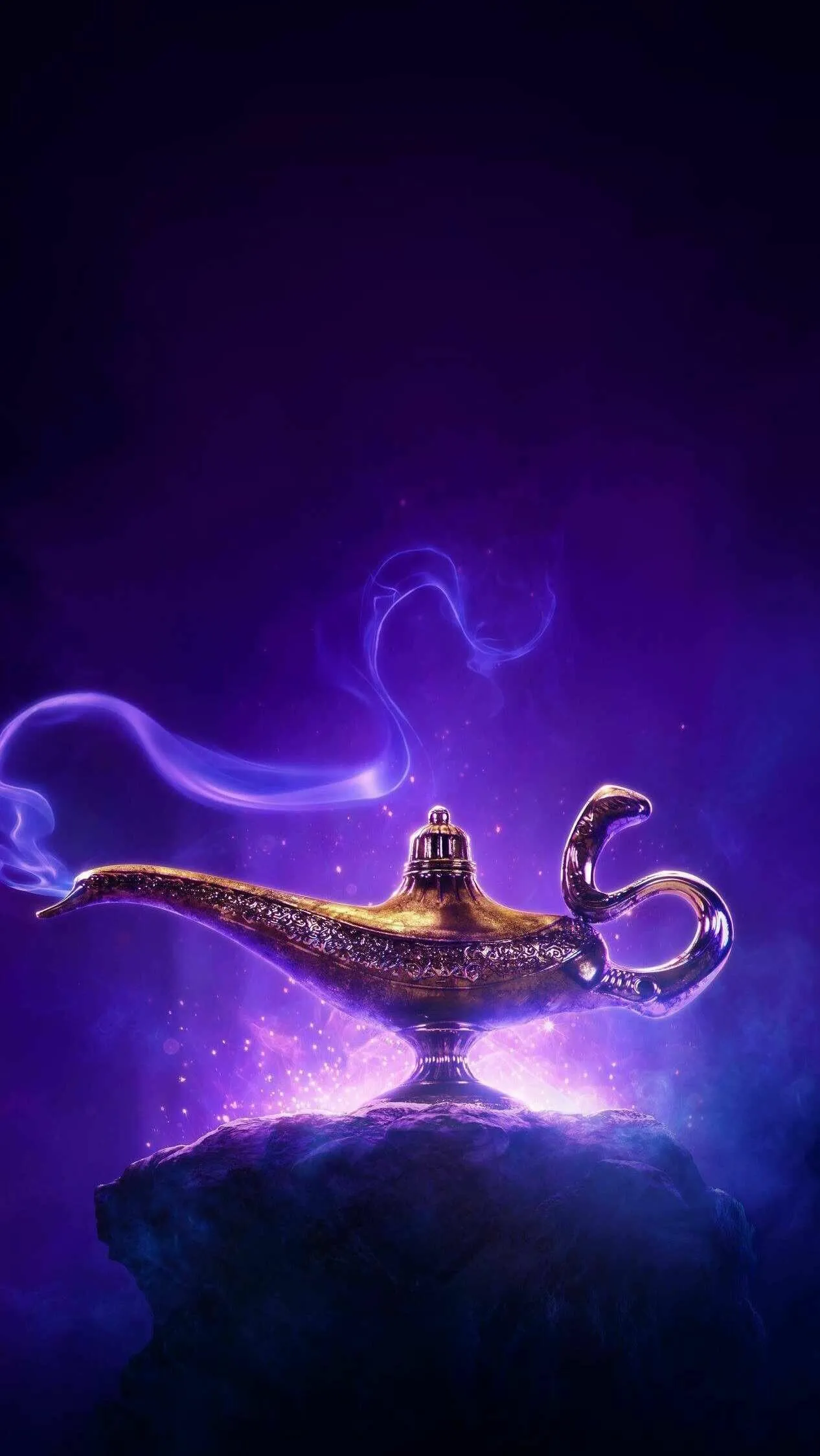 Genie Glowing in Purple as He Grants a Magical Wish